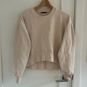 Zara cropped blush light pink sweatshirt